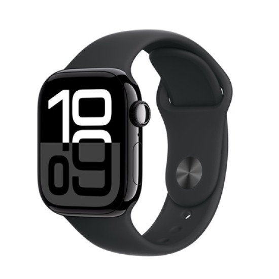 Apple Watch Series 10 GPS 46mm Aluminium Diamantschwarz Sportarmband Schwarz M/L