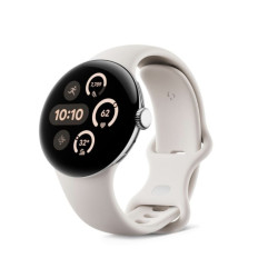 Google Pixel Watch 3 45mm WiFi mit Sportarmband polished-silver/porcelain